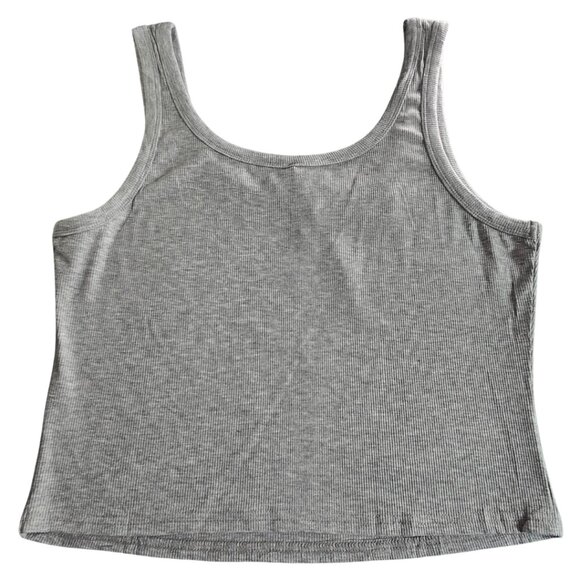 Gray Ribbed Sleeveless Fitted Tank Top - XL - Picture 2 of 3